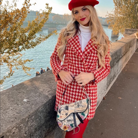 ZARA HOUNDSTOOTH TEXTURED COAT FRAYED TRIMS NEW SIZE S - Picture 3 of 11